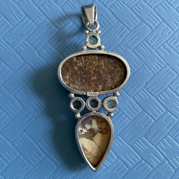 925 Sterling Silver And Jasper Pendant. Stamped. - Picture 2 of 7